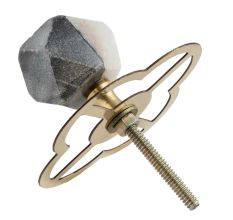 Grey And White Hexagon Stone Cabinet Knobs