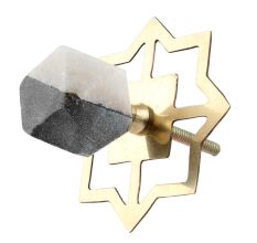 Grey And White Hexagon Stone Cabinet Knobs