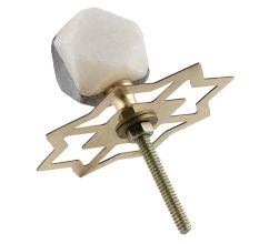 Grey And White Hexagon Stone Cabinet Knobs