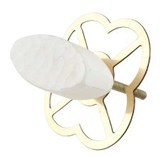Oval White Stone with Brass Plates Knobs