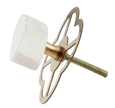 Oval White Stone with Brass Plates Knobs