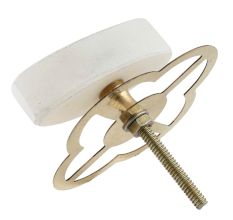 Oval White Stone with Brass Plates Knobs