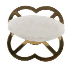 Oval White Stone with Brass Plates Knobs