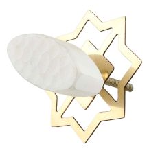 Oval White Stone with Brass Plates Knobs