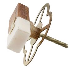 Rectangle Stone And Wooden Long Cabinet Knobs