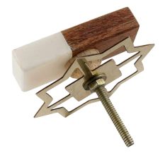Rectangle Stone And Wooden Long Cabinet Knobs