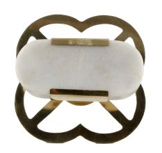 White Oval Golden Stone Dresser Knobs