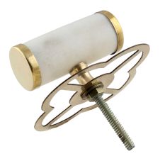 White Round Stone Gold Cabinet Knobs