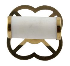 White Round Stone Gold Cabinet Knobs