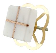 White Square Wooden Cross Stone Dresser Knobs