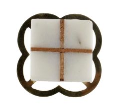 White Square Wooden Cross Stone Dresser Knobs