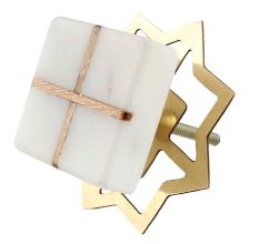 White Square Wooden Cross Stone Dresser Knobs