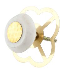 White Stone Flat Drawer Knob