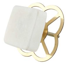 White Stone Square Cabinet Knobs