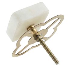 White Stone Square Cabinet Knobs
