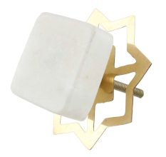 White Stone Square Cabinet Knobs