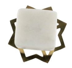 White Stone Square Cabinet Knobs