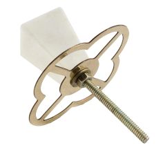 White Stone Square Dresser Knobs