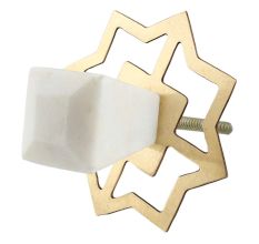 White Stone Square Dresser Knobs