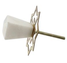 White Stone Square Dresser Knobs