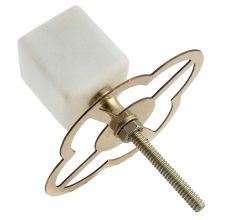 White Stone Square Dresser Knobs