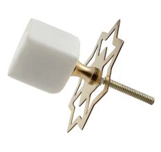 White Stone Square Dresser Knobs