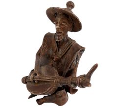 Brass Authentic African Musician Playing Guitar