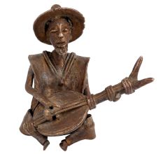 Brass Authentic African Musician Playing Guitar