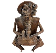 Brass Tribal Musician With Rare Musical Instrument