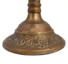 Brass Candle stand Engraved Grape clusters And Vine Leaves