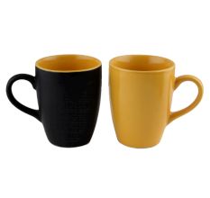 Decorative Handcraft Ceramic Black & Yellow Coffee Mug in Set Of 2