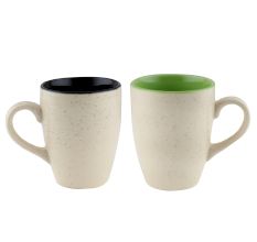 Decorative Handcraft Ceramic Black & Green Coffee Mug In Set Of 2