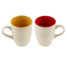 Decorative Handcraft Ceramic Yellow & Red Coffee Mug In Set Of 2