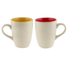 Decorative Handcraft Ceramic Yellow & Red Coffee Mug In Set Of 2