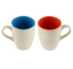 Designer Handcraft Ceramic Blue & Orange Coffee Mug In Set Of 2