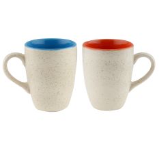 Designer Handcraft Ceramic Blue & Orange Coffee Mug In Set Of 2