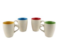 Designer Handcraft Ceramic Multicolour Coffee Mug In Set Of 4