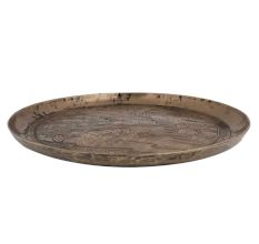 Serving Tray or Plate Engraved with Indian Village Scene In Bell Metal