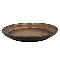 Used Bell Metal Tray Or Plate Carved Floral Leafy Pattern