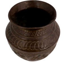 Brass Holy Water Pot Carved With God And Goddess And Traditional Design