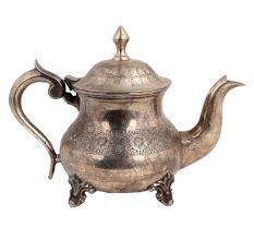 Brass Tea Pot Silver Polish Rare And Unique Floral Design