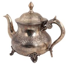 Brass Tea Pot Silver Polish Rare And Unique Floral Design