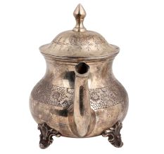Brass Tea Pot Silver Polish Rare And Unique Floral Design