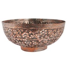 Copper Bowl Islamic Design Carved Floral Design