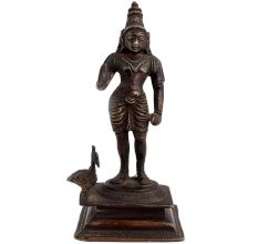 Brass Kartikey With Peacock Religious Statue