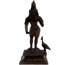 Brass Kartikey With Peacock Religious Statue