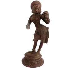 Brass Lady Statue With Handheld Mirror