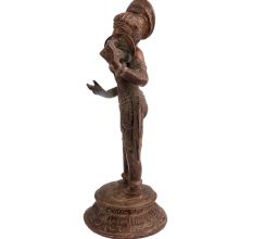 Brass Lady Statue With Handheld Mirror