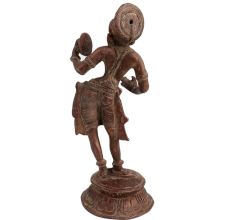 Brass Lady Statue With Handheld Mirror