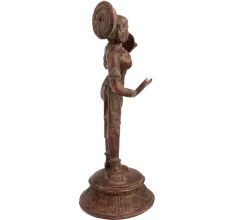Brass Lady Statue With Handheld Mirror